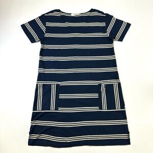 Nice Things navy stripe t-shirt dress cream nautical short sleeve XL Vneck